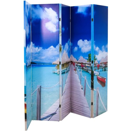  Sklopiva sobna pregrada s uzorkom plaže 200 x 170 cm Cene