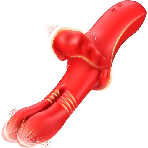 SuperLove 4in1 Dual Thrusting Vibrator Red Slike