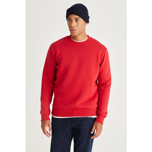 AC&Co / Altınyıldız Classics Men's Red Standard Fit Normal Cut Inner Fleece 3 Threads Crew Neck Cotton Sweatshirt. Cene