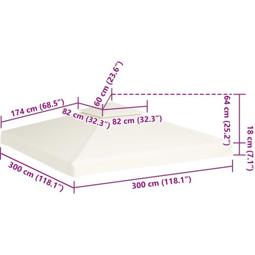  Zamjenski pokrov za sjenicu 310 g/m&amp;sup2; krem bijeli 3 x 3 m Slike