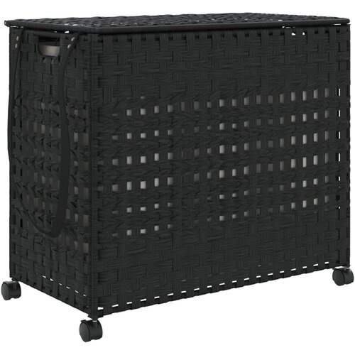 vidaXL Ko&scaron;ara za rublje s kotačima crna 66x35x60 cm od ratana Cijene
