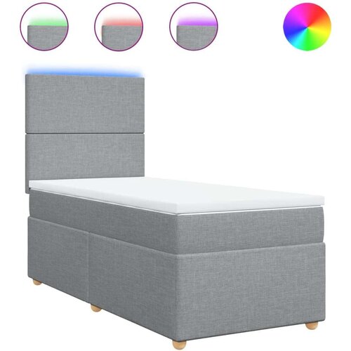 VidaXL Okvir kreveta s oprugama i madrac svjetlosivi 90x200cm tkanina Slike