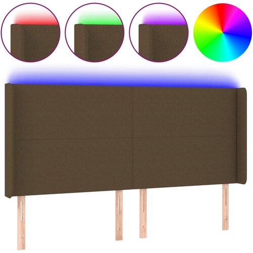 Maison Chic led posteljno vzglavje - vzglavna omarica - nočna omarica temno rjavo 183x16x118/128 cm blago, (21708076) Slike