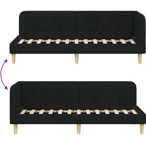  Kutni okvir kreveta s uzglavljem Crna 80 x 200 cm tkanina Slike