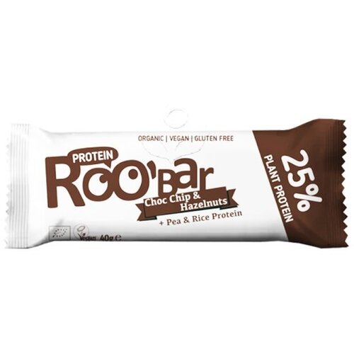 ROOBAR organska proteinska pločica bez glutena sa čokoladom i lešnicima - 40 g. Slike