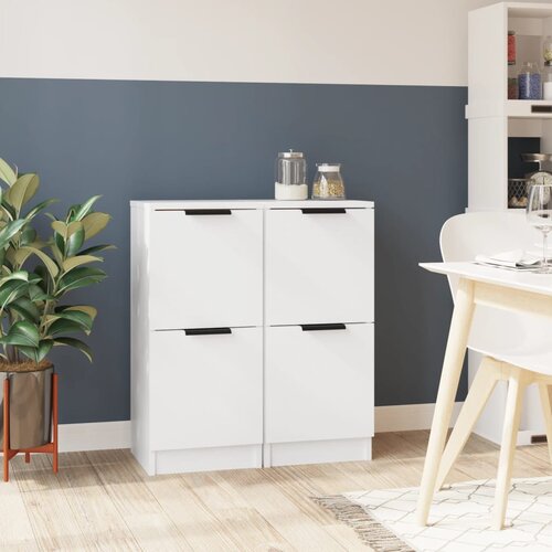 The Living Store Komode 2 kosa bele 30x30x70 cm konstruiran les - Komoda, (21661913) Slike