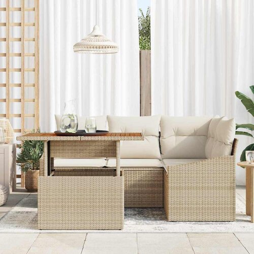  Sjedeća garnitura za vrt 5 kom. Bež poliratan 100 x 55 x 73 cm Slike