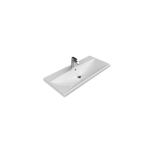 Turkuaz cerastyle elite white umivaonik (lavabo) 100x45x5 konzolni sa rupom za bateriju i prelivom 32400U Slike