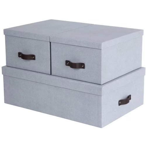 Bigso Box of Sweden Svetlo sive kartonaste škatle s pokrovom za shranjevanje v kompletu 3 ks 31x47x15 cm Inge –