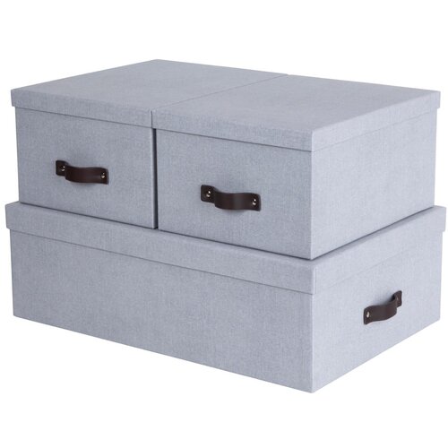 Bigso Box of Sweden Svijetlo sive kartonske kutije za pohranu u setu 3 kom s poklopcem 31x47x15 cm Inge – Cijene
