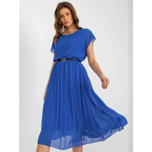 Fashion Hunters Cobalt blue pleated dress with the addition of viscose