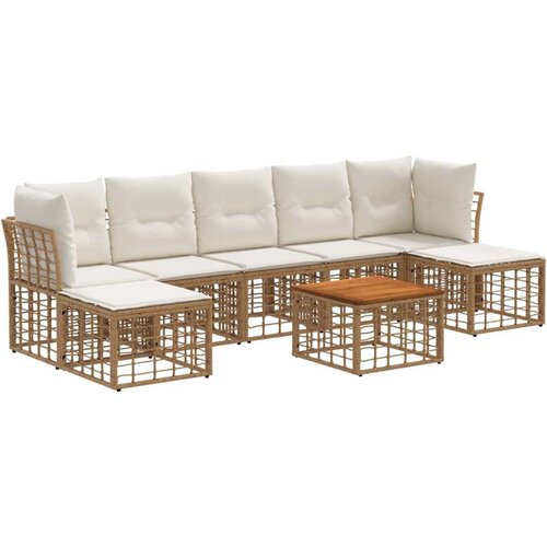  Zunanja garnitura za sedenje 8 pcs Naravna in krem bela, (5000269296) Cene