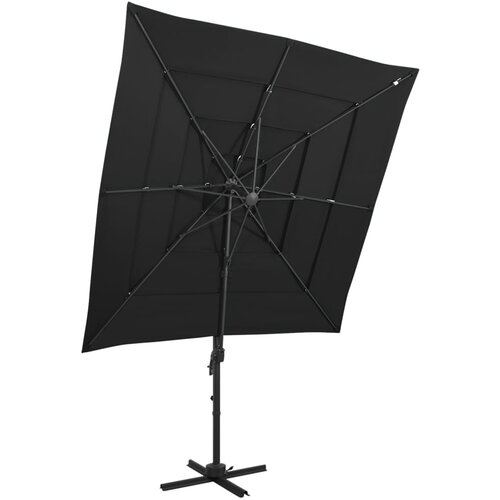  Suncobran s 4 razine i aluminijskom &amp;scaron;ipkom 250 x 250 cm crni Slike