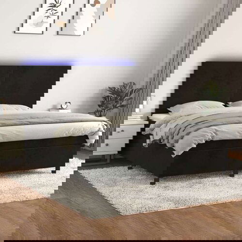  Box spring s madracem LED crni 180x200 cm baršun Cijene