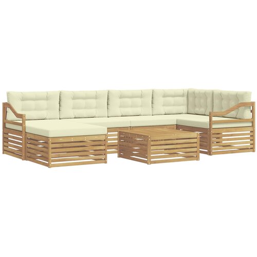 VidaXL Zunanja garnitura za sedenje z blazino 7 pcs Bela in krem, (5000282732) Slike
