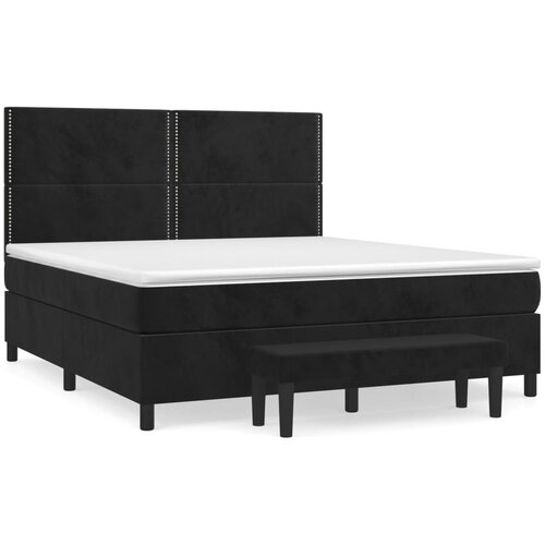 vidaXL Box spring postelja z vzmetnico črna 160x200 cm žamet, (20895557) Cene