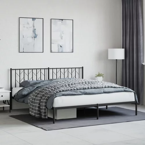 Metalni okvir za krevet s uzglavljem crni 183x213 cm