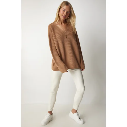  Women's Biscuits V-Neck Oversize Basic Knitwear Sweater