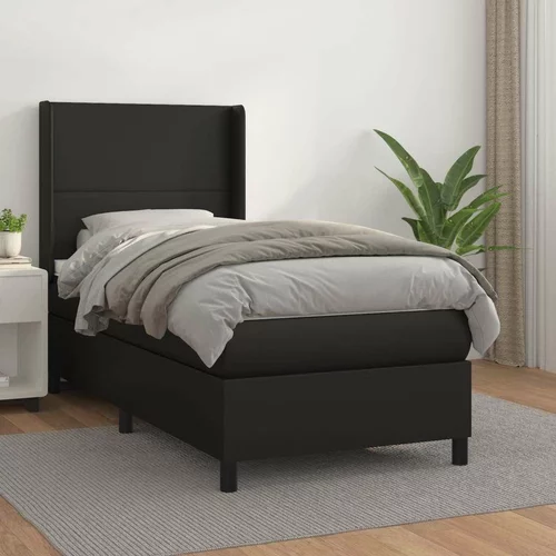  Box spring postelja z vzmetnico črn 90x190 cm umetno usnje, (20789931)
