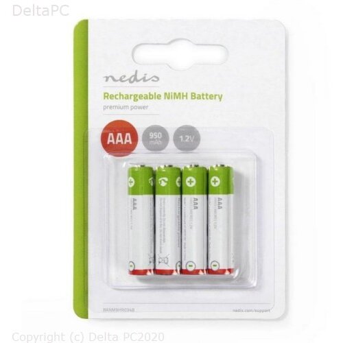Nedis Punjiva Ni-MH Baterija AAA R3 1.2V 950mAh 4 kom Slike