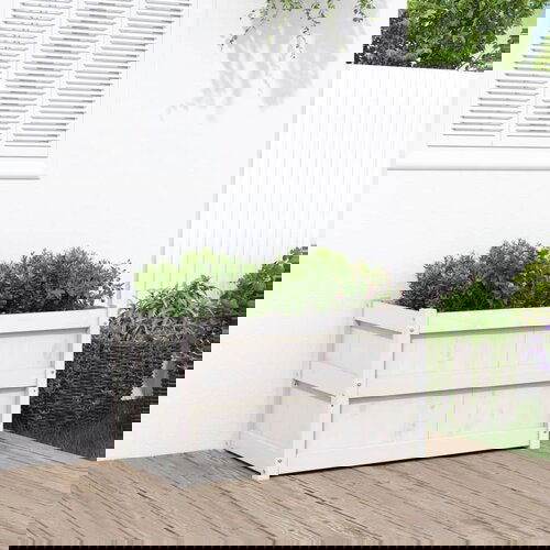 VidaXL Vrtna sadilica bijela 90x50x50 cm od masivne borovine Slike
