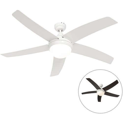 QAZQA Pametni stropni ventilator bel s LED in daljinskim upravljalnikom - Cool Cene