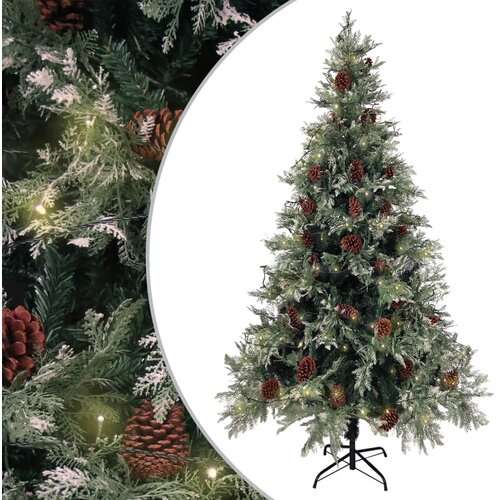 vidaXL Božićno drvce LED sa šiškama zeleno-bijelo 195 cm PVC i PE Cijene