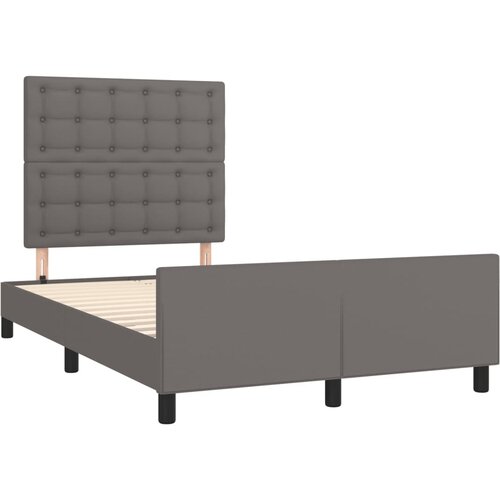 VidaXL Okvir za krevet s uzglavljem sivi 120 x 190 cm od umjetne kože Slike
