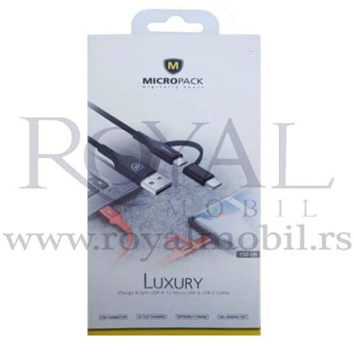  usb kabal charge &amp;amp; sync usb-a / micro usb / usb-c MC-AC13 super strong type-c crna Slike