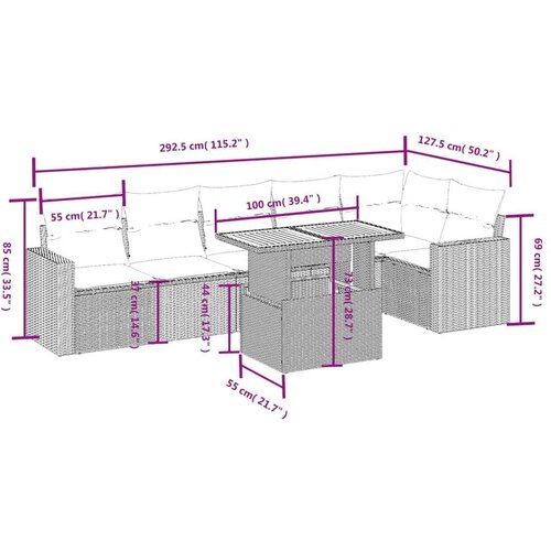 VidaXL 7-dijelni set vrtnih sofa sivi od poliratana Slike