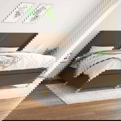  Box spring postelja z vzmetnico temno rjava 180x200 cm blago, (20930292) Cene