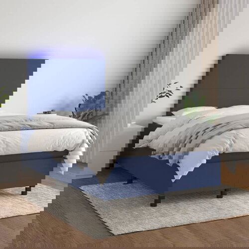 The Living Store Box spring postelja z vzmetnico LED modra 120x200 cm blago - Box Spring Postelja, (21519004) Cene