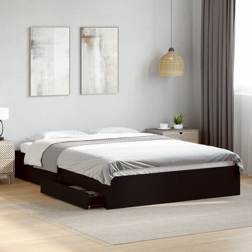 Furnova Posteljni okvir s predali črn 160x200 cm inženirski les, (21941612) Slike