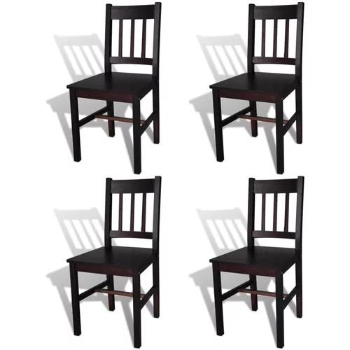 vidaXL Jedilni stoli 4 kosi temno rjavi iz borovine
