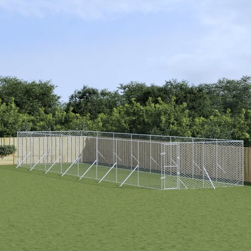 VidaXL Vanjski kavez za pse srebrni 4 x 16 x 2 m od pocinčanog čelika Slike