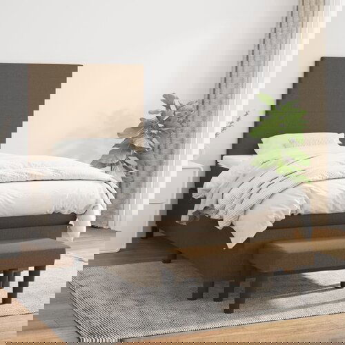  The Living Store Box spring postelja z vzmetnico temno rjav 90x190 cm blago - Box Spring Postelja, (21518218) Slike