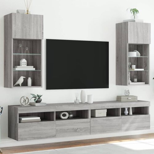 vidaXL TV omarica z LED lučkami 2 kosa siva sonoma 40,5x30x90 cm Cene