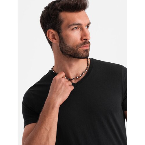 Ombre BASIC men's classic cotton T-shirt with a crew neckline - black Slike