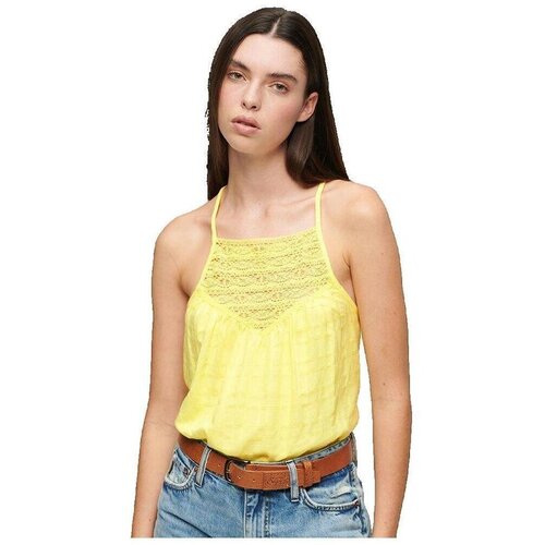 Superdry Majice brez rokavov Débardeur en dentelle jaune Rumena Cene