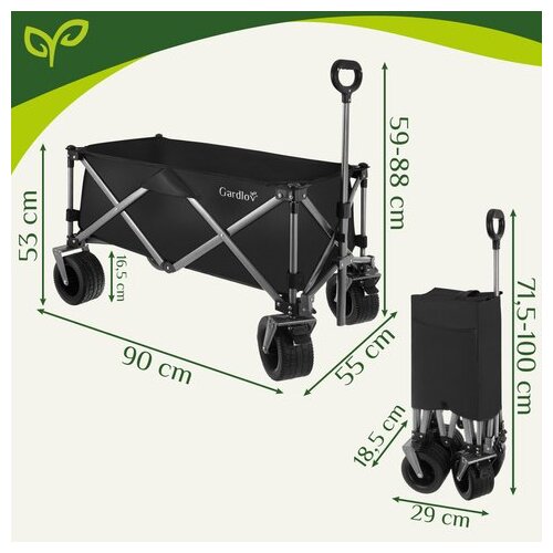 Gardlov zložljiv transportni voziček 150L &amp;ndash; 200 kg, terenski kolesi za pesek in vrt Slike