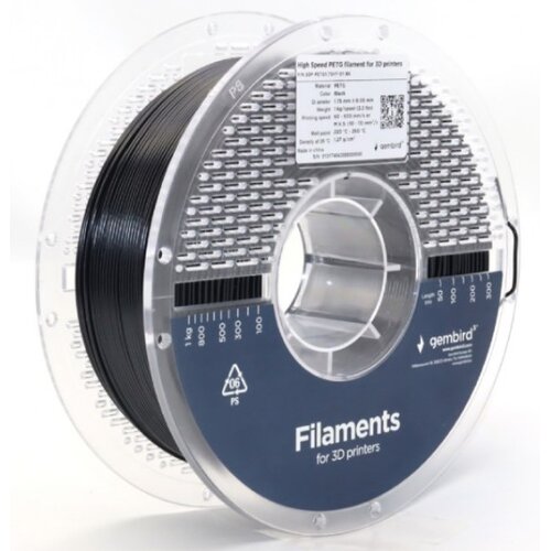 Gembird High Speed PETG 3D filament črn, 1,75 mm, 1 kg (3DP-PETG1.75HY-01-BK), (5000368539) Slike