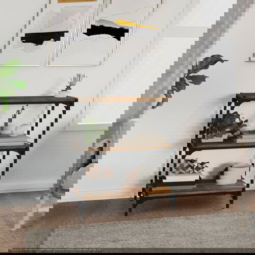  The Living Store Knjižna omara dimljen hrast 60x33x70,5 cm inž. les in jeklo - Knjižna Omara, (21431361) Cene