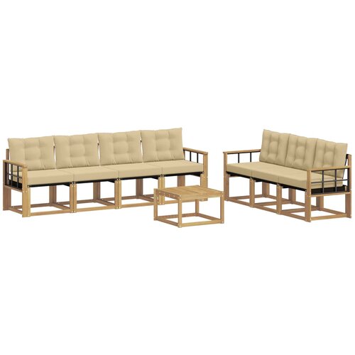 vidaXL Zunanja garnitura za sedenje z blazino 8 pcs Bela in bež, (5000280510) Cene
