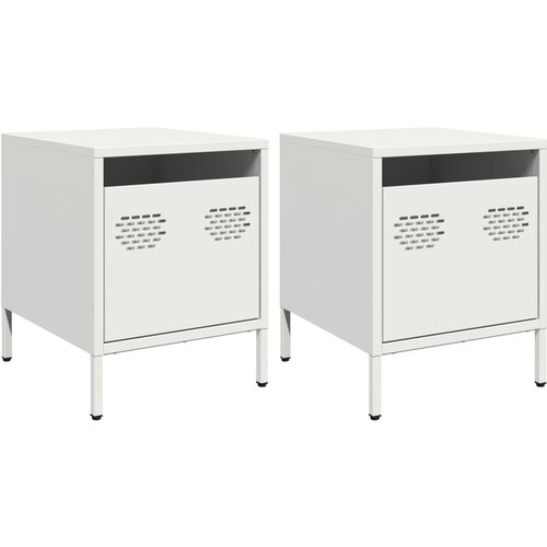 Maison Chic Dvo delni komplet Nočne omarice - Nočne mize bela 35x39x43,5 cm jeklo, (21688194) Slike