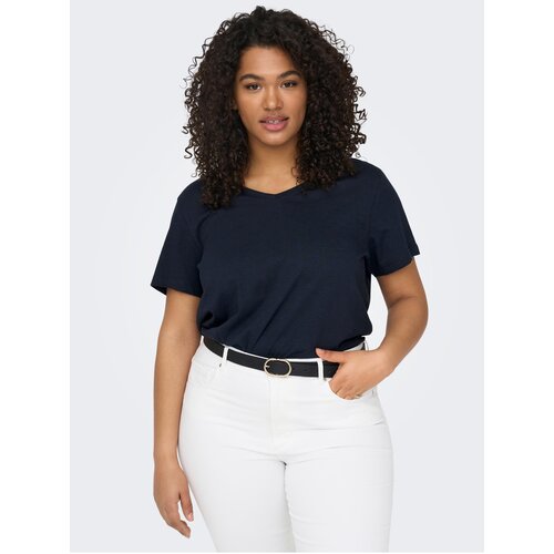 Only Dark blue basic T-shirt CARMAKOMA Bonnie - Women Slike