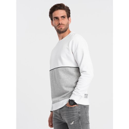Ombre Men's OVERSIZE sweatshirt with contrasting color combination - white and gray Slike