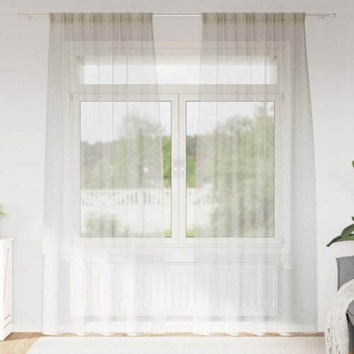 Voile zavjesa sa zavjesama 2 pcs Krema 245 x 140 cm Poliester Cijene