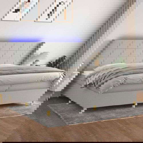  Box spring s madracem LED svjetlosivi 200x200 cm tkanina Slike