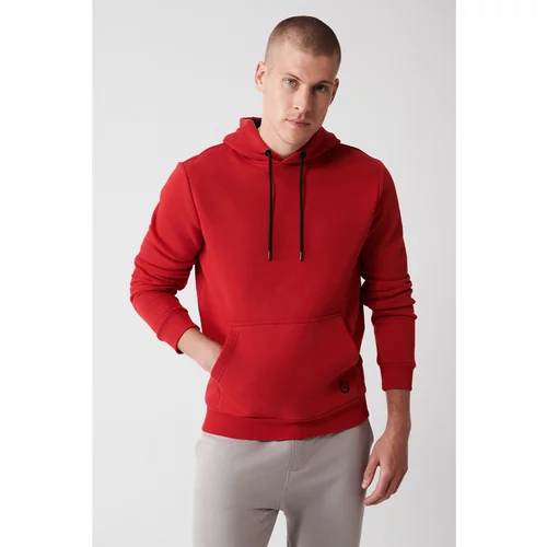Avva Red Unisex Sweatshirt Hooded With Fleece Inner Collar 3 Thread Cotton Standard Fit Regular Cut
