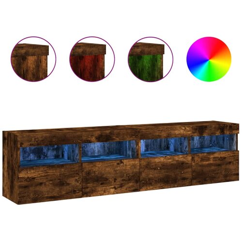 vidaXL Stenske TV omarice z LED 2 kosa dimljeni hrast 80x30x40 cm, (20988695) Cene